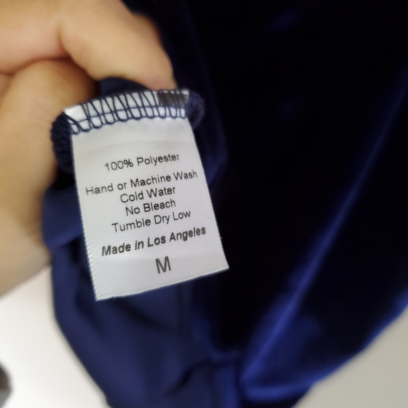 Lucy In The Sky Blue Velvet Mini Dress Lace Up Tulip Dress In Midnight Size Med - Picture 3 of 9